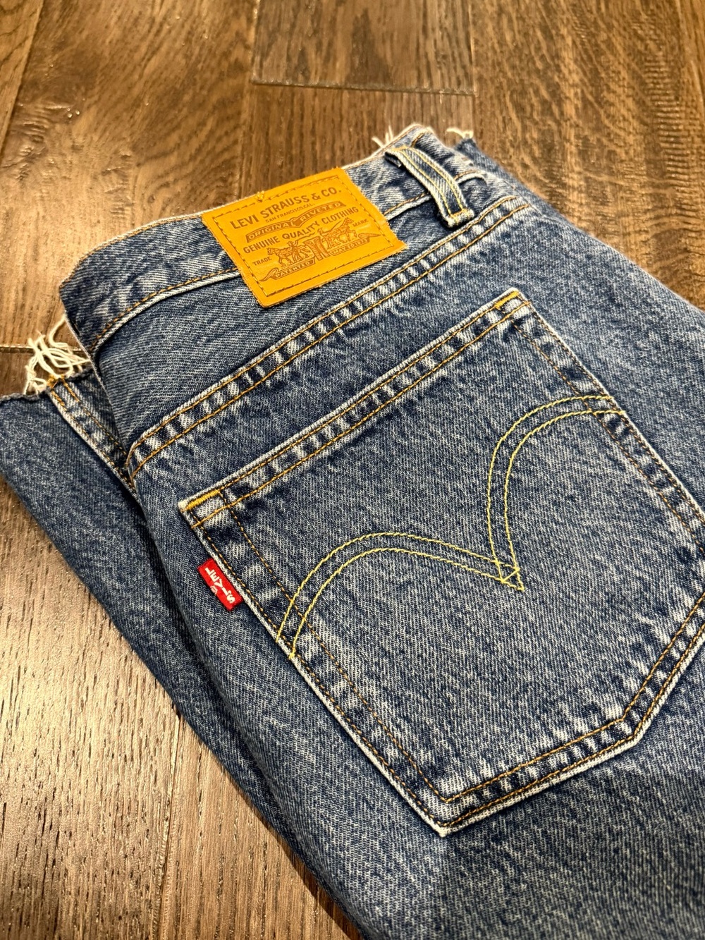 Levi's Blue Denim Midi Skirt with Front Slit